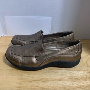 Soft Style Shoes Womens Size 6.5M GOLD Bronze METALLIC Hush Puppies Loafers EXC